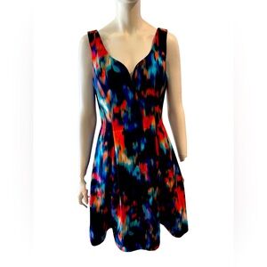 Calvin Klein Red and Black Fit and Flare Mini Dress Size 8